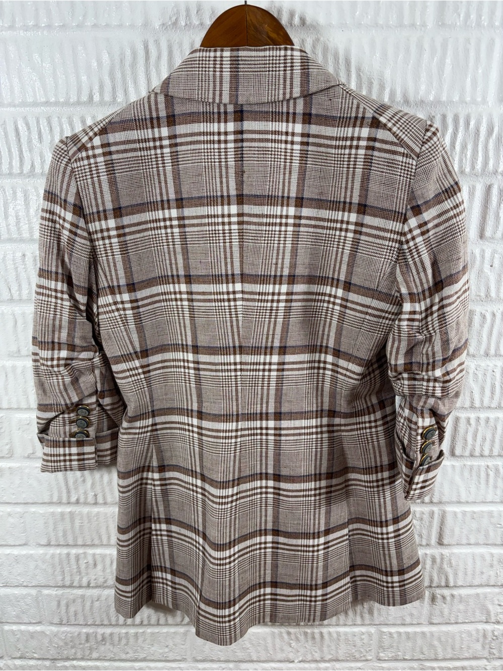 Veronica Beard Viva Dickey Khaki Multi Plaid Double Breasted Blazer Jacket NWT - Picture 7 of 9